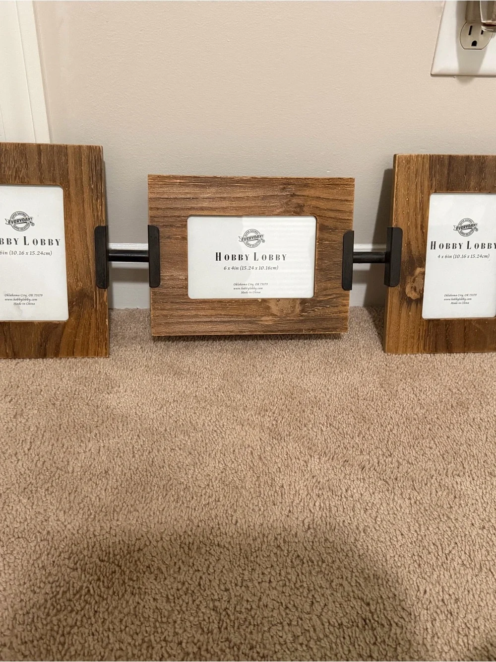 Hobby Lobby Wood Frame Triple Photo Display in Brown and Black